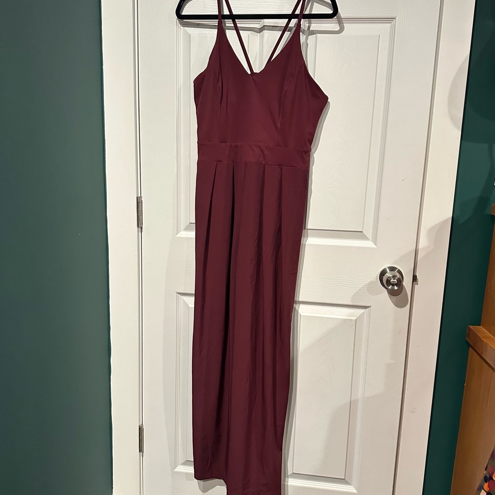 HALARA Burgundy Wide Leg Jumpsuit size Large